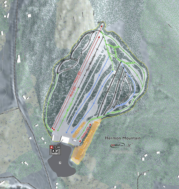 Hermon Mountain Ski Trail Map Art Print Powderaddicts