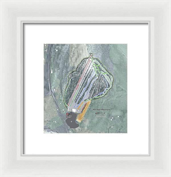 Hermon Mountain Ski Trail Map - Framed Print - Powderaddicts
