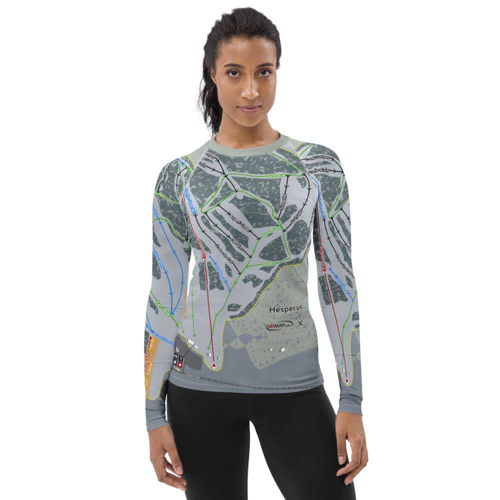 Hesperus, Colorado Ski Trail Map Women&#39;s Base Layer Top - Powderaddicts