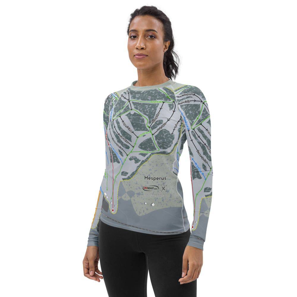 Hesperus, Colorado Ski Trail Map Women&#39;s Base Layer Top - Powderaddicts