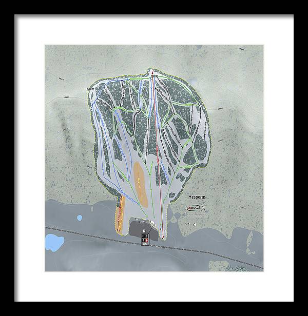 Hesperus Ski Trail Map - Framed Print - Powderaddicts