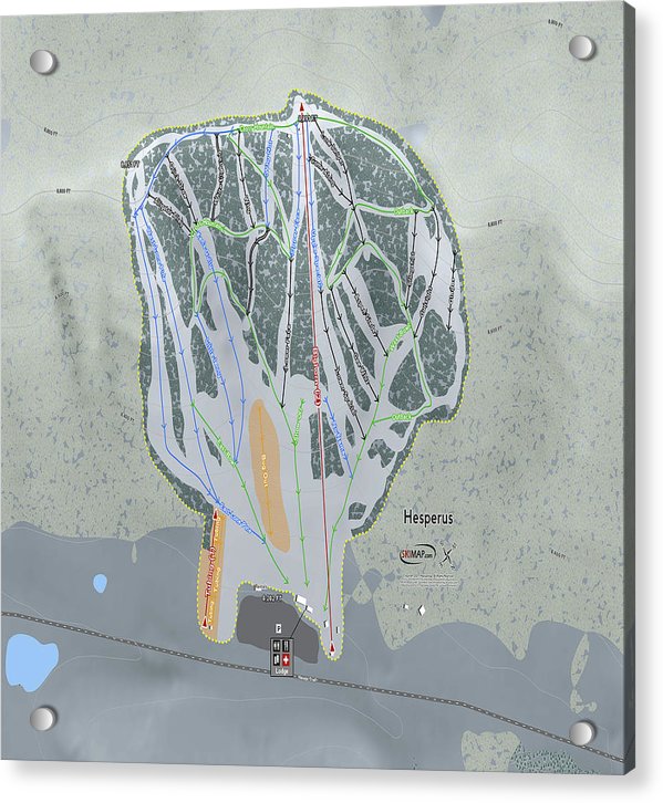 Hesperus Ski Trail Map - Acrylic Print - Powderaddicts