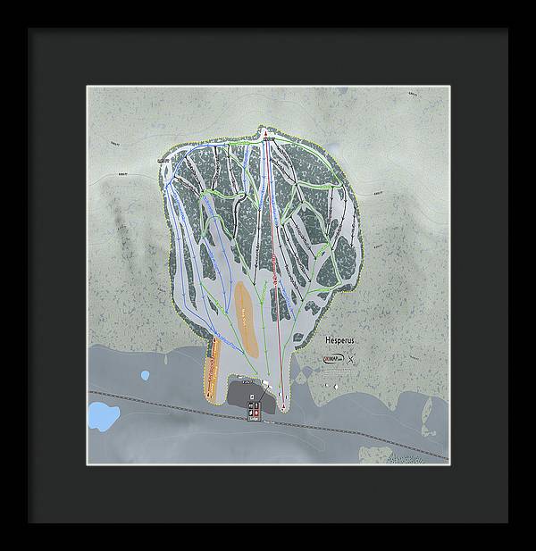 Hesperus Ski Trail Map - Framed Print - Powderaddicts