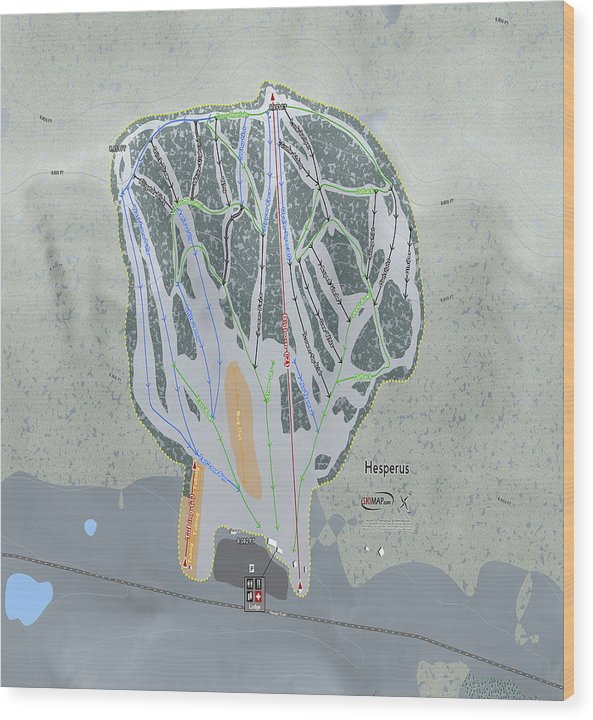 Hesperus Ski Trail Map - Wood Print - Powderaddicts