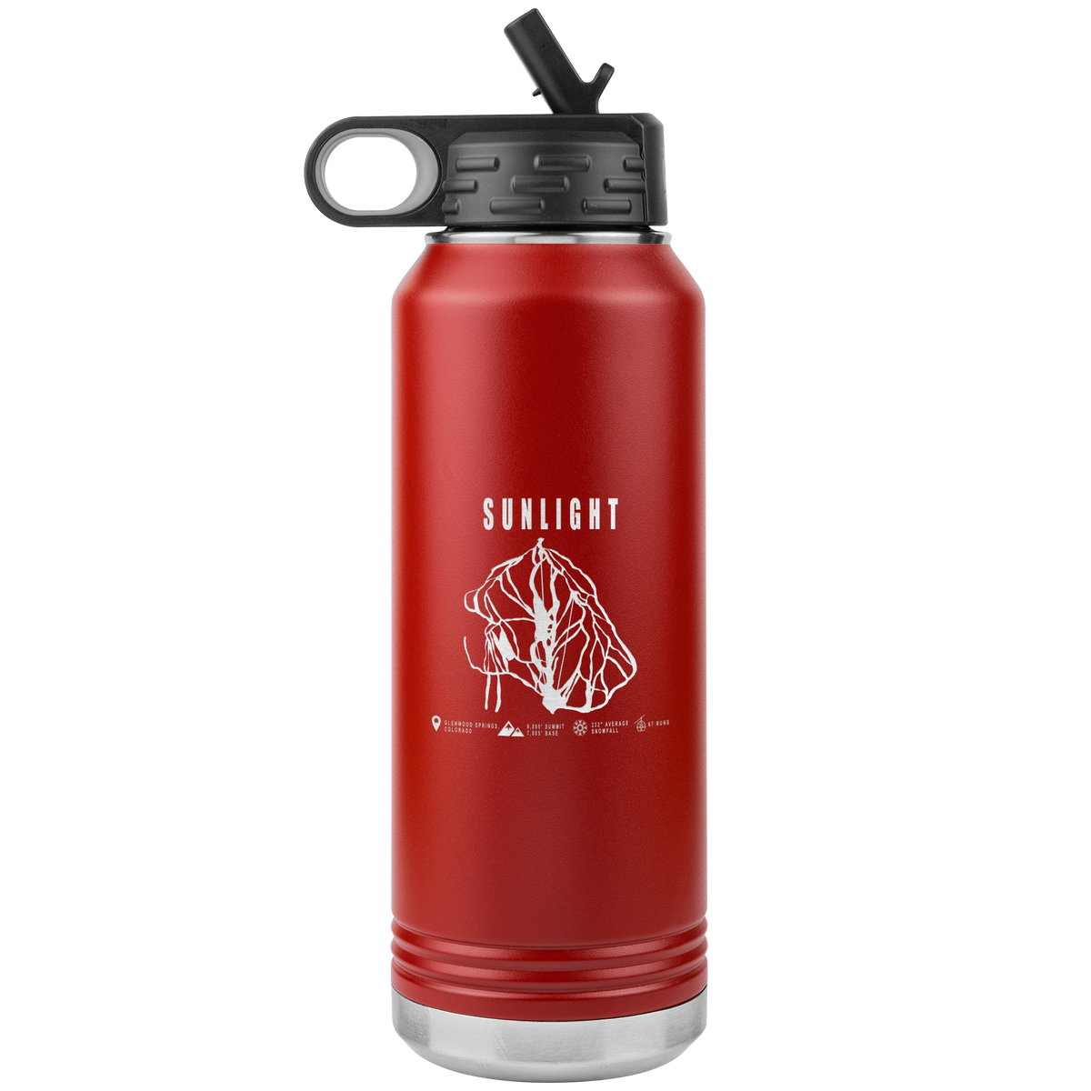Sunlight Colorado Ski Trail Map 32oz Water Bottle Tumbler - Powderaddicts