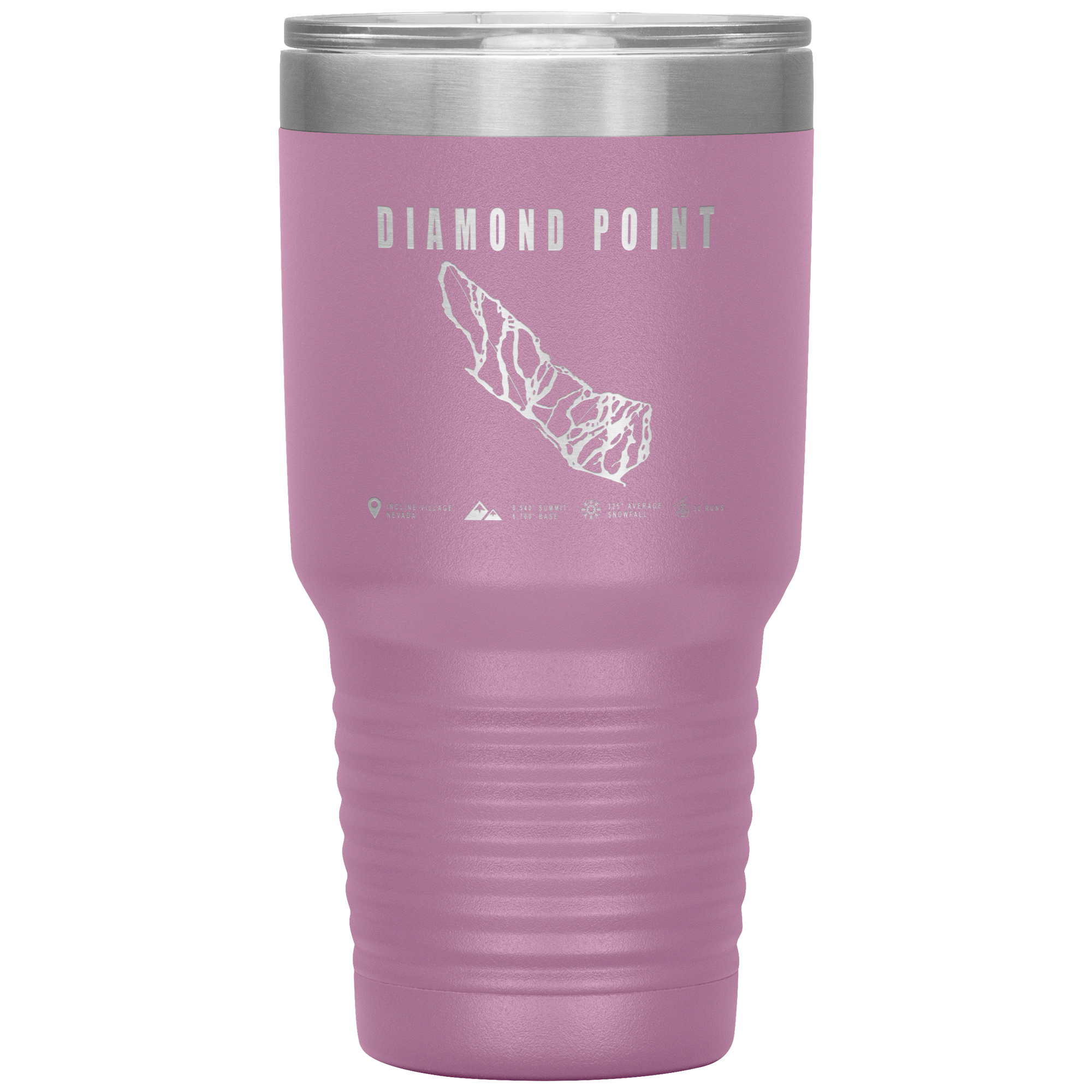 Diamond Point, Nevada Ski Trail Map 30oz Tumbler - Powderaddicts