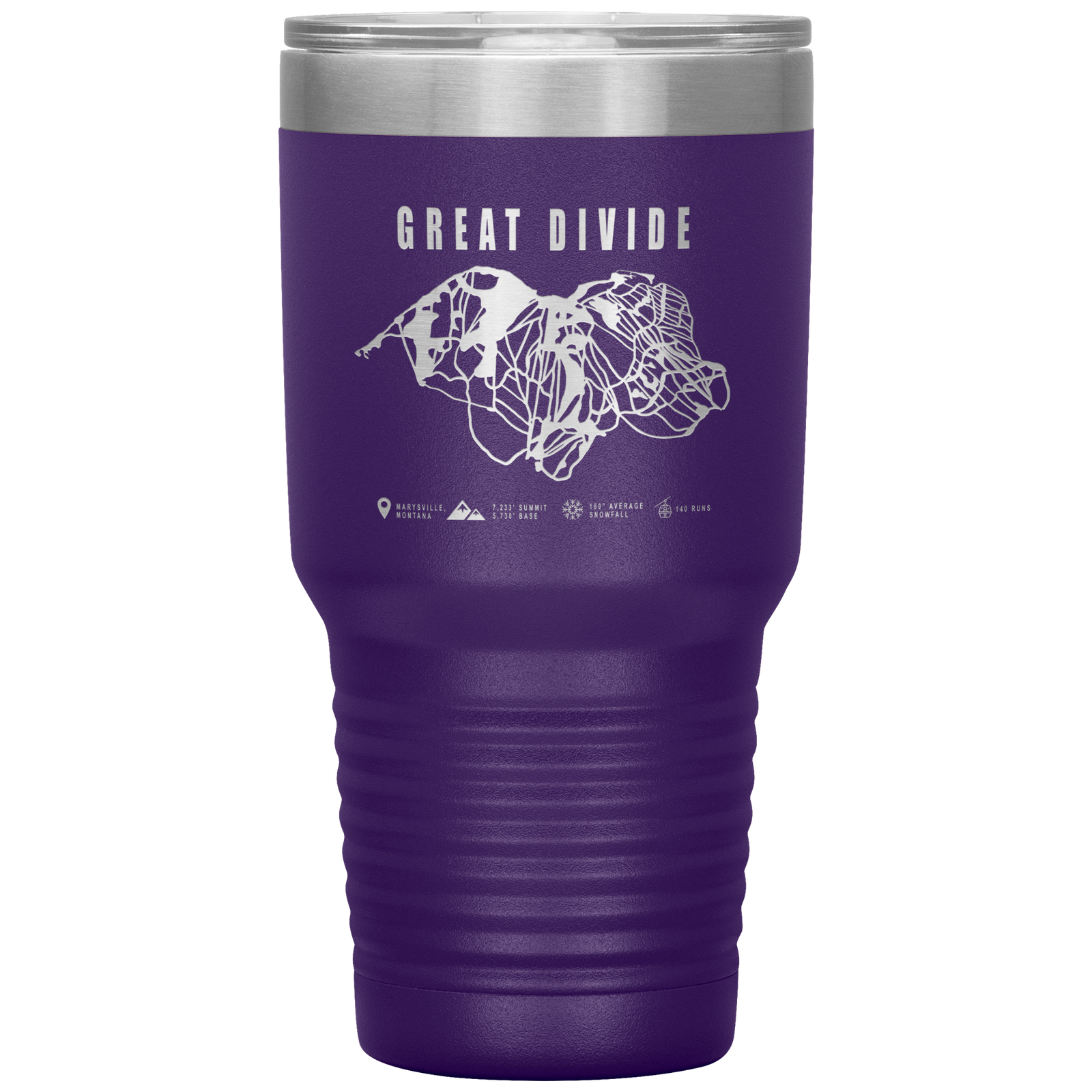 Great Divide Montana Ski Trail Map 30oz Tumbler - Powderaddicts