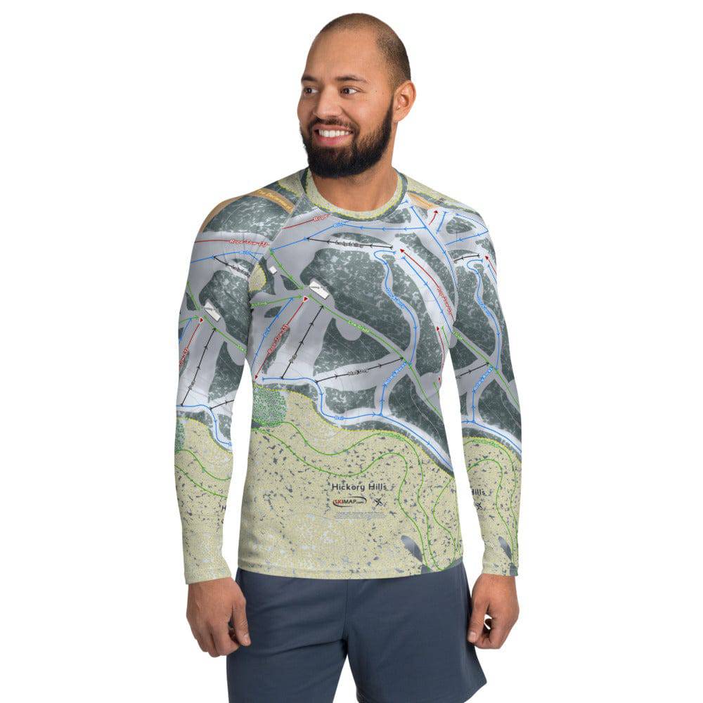 Hickory Hills, Michigan Ski Trail Map Men's Base Layer Top