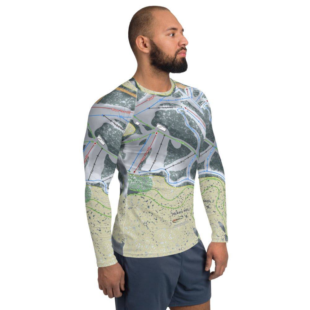 Hickory Hills, Michigan Ski Trail Map Men's Base Layer Top - Powderaddicts