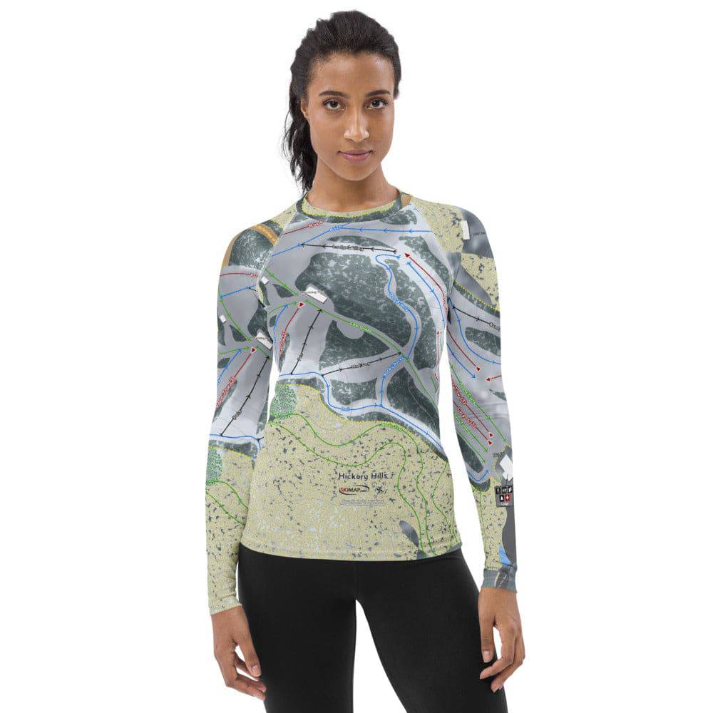 Hickory Hills, Michigan Ski Trail Map Women's Base Layer Top