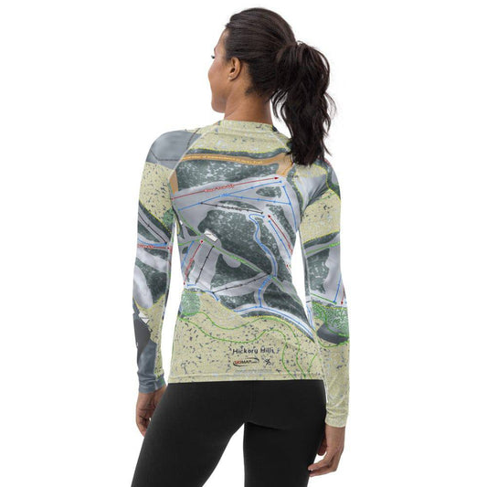 Hickory Hills, Michigan Ski Trail Map Women's Base Layer Top - Powderaddicts