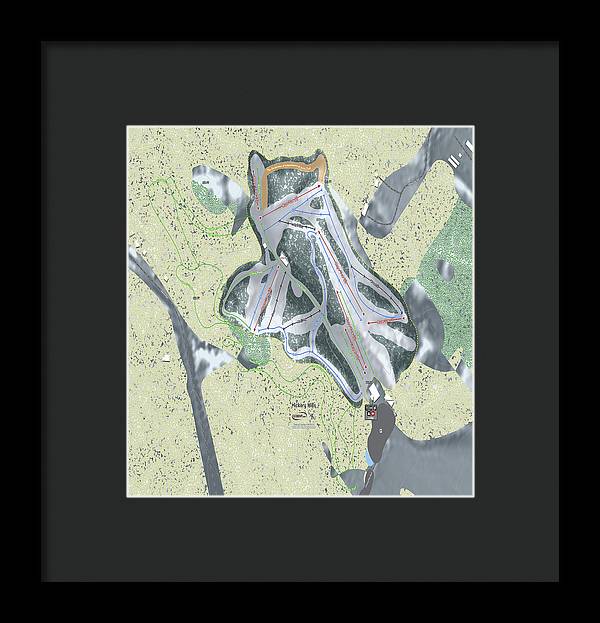 Hickory Hills Ski Trail Map - Framed Print - Powderaddicts