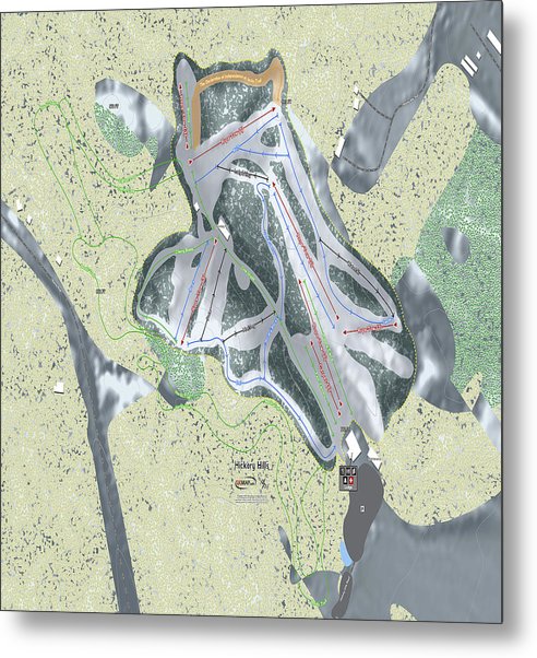 Hickory Hills Ski Trail Map - Metal Print - Powderaddicts