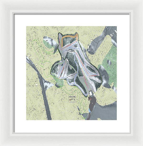 Hickory Hills Ski Trail Map - Framed Print - Powderaddicts