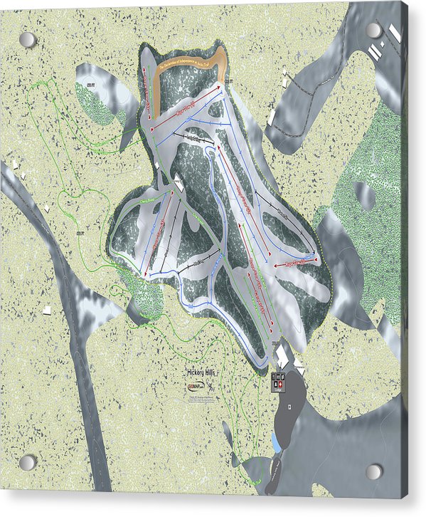Hickory Hills Ski Trail Map - Acrylic Print - Powderaddicts