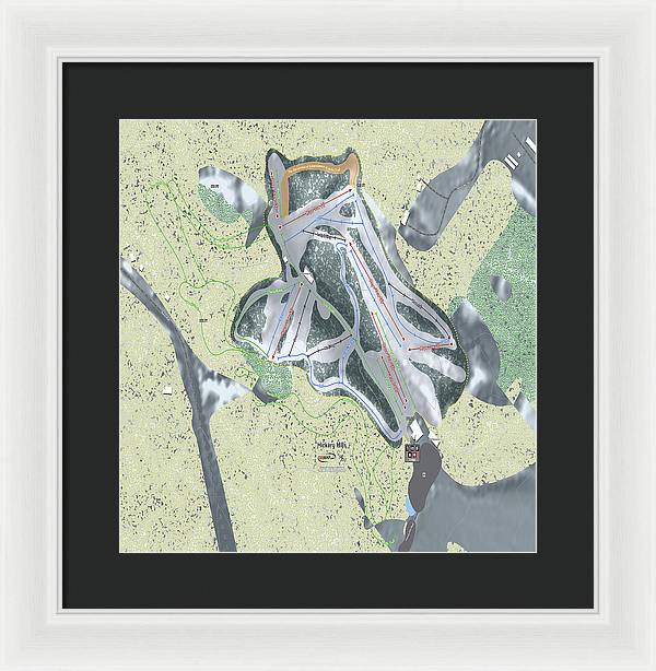 Hickory Hills Ski Trail Map - Framed Print - Powderaddicts
