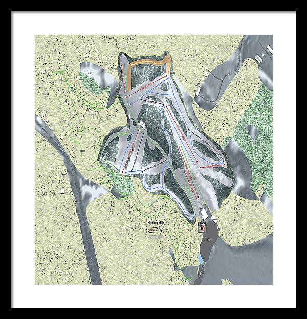 Hickory Hills Ski Trail Map - Framed Print - Powderaddicts