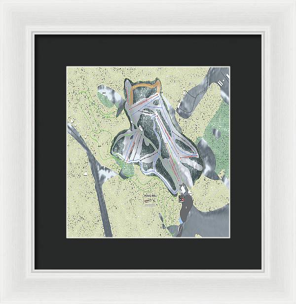 Hickory Hills Ski Trail Map - Framed Print - Powderaddicts
