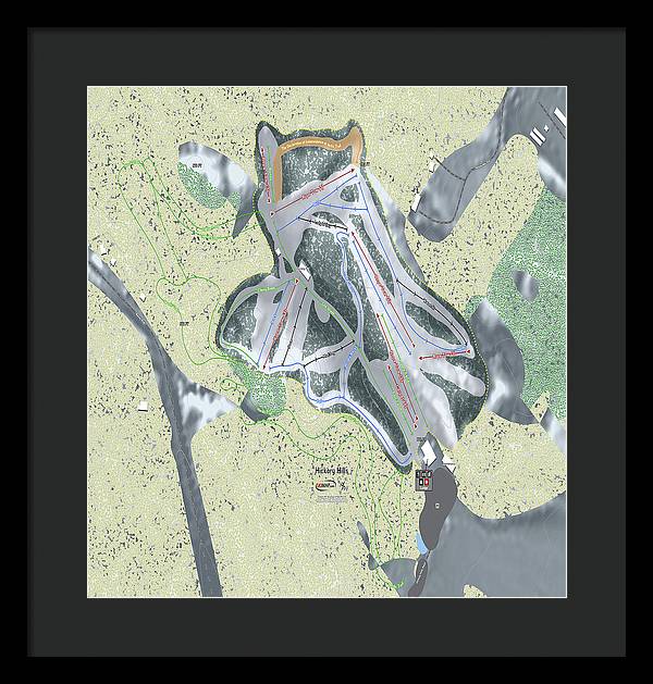 Hickory Hills Ski Trail Map - Framed Print - Powderaddicts