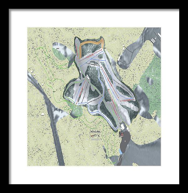 Hickory Hills Ski Trail Map - Framed Print - Powderaddicts