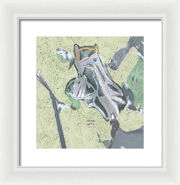 Hickory Hills Ski Trail Map - Framed Print - Powderaddicts
