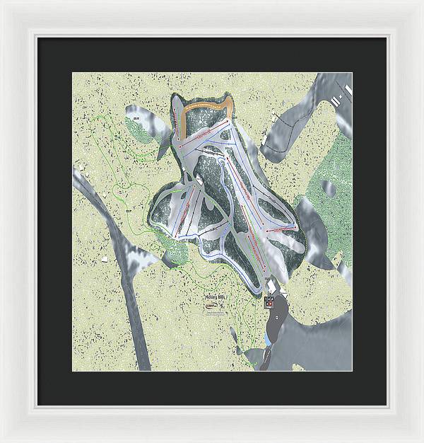 Hickory Hills Ski Trail Map - Framed Print - Powderaddicts