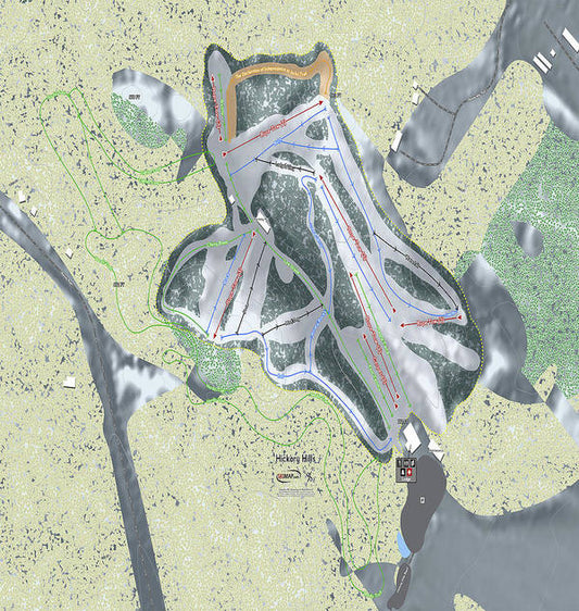 Hickory Hills Ski Trail Map - Art Print - Powderaddicts