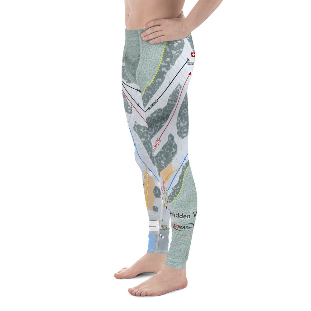 Hidden Valley, Missouri Ski Trail Map Men's Base Layer Bottom - Powderaddicts