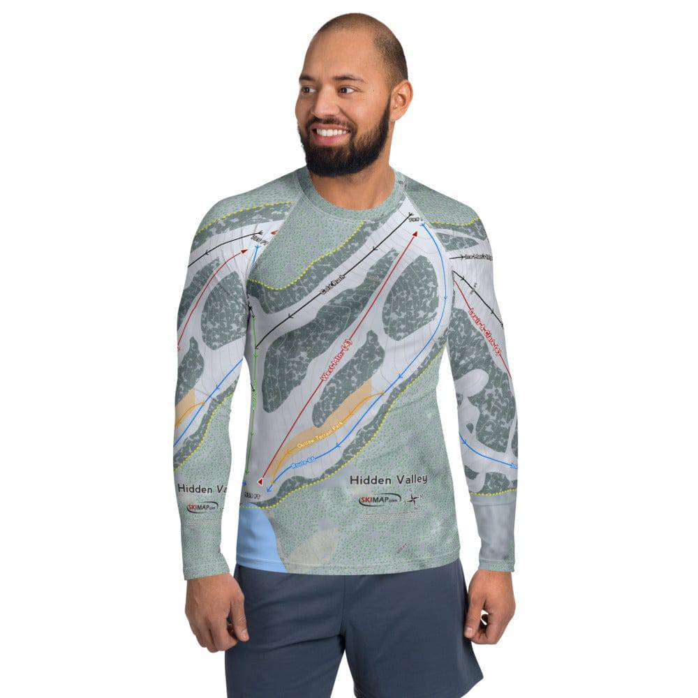Hidden Valley, Missouri Ski Trail Map Men's Base Layer Top - Powderaddicts