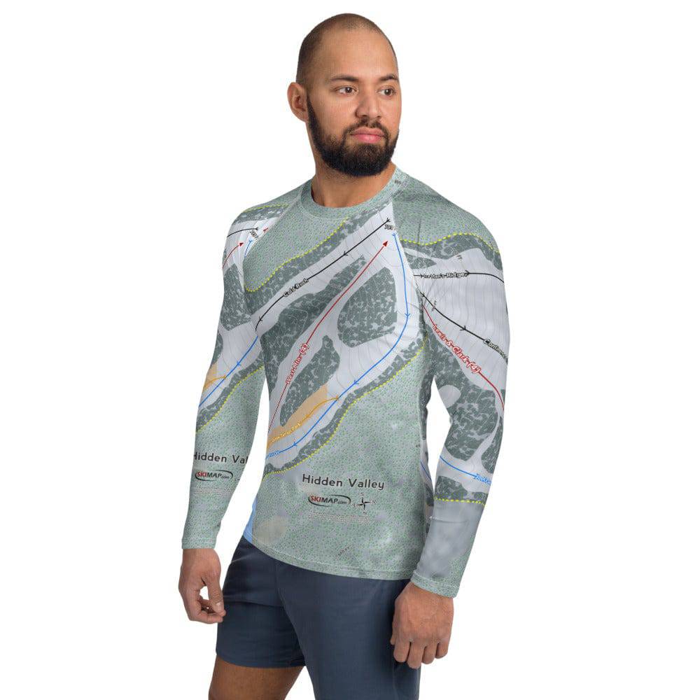 Hidden Valley, Missouri Ski Trail Map Men's Base Layer Top - Powderaddicts