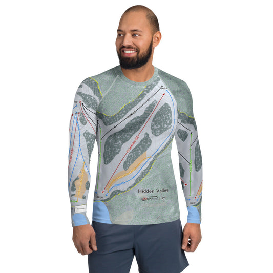 Hidden Valley, Pennsylvania Ski Trail Map Men's Base Layer Top - Powderaddicts