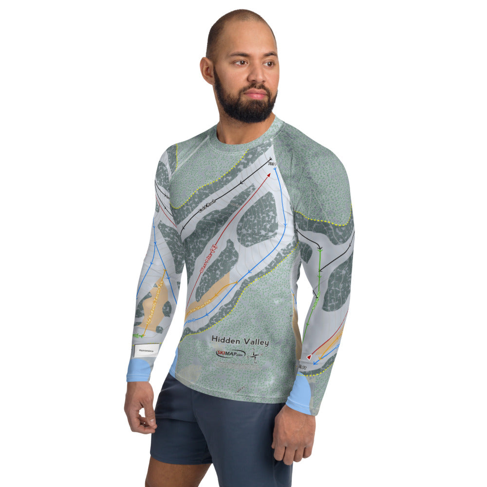 Hidden Valley, Pennsylvania Ski Trail Map Men's Base Layer Top - Powderaddicts