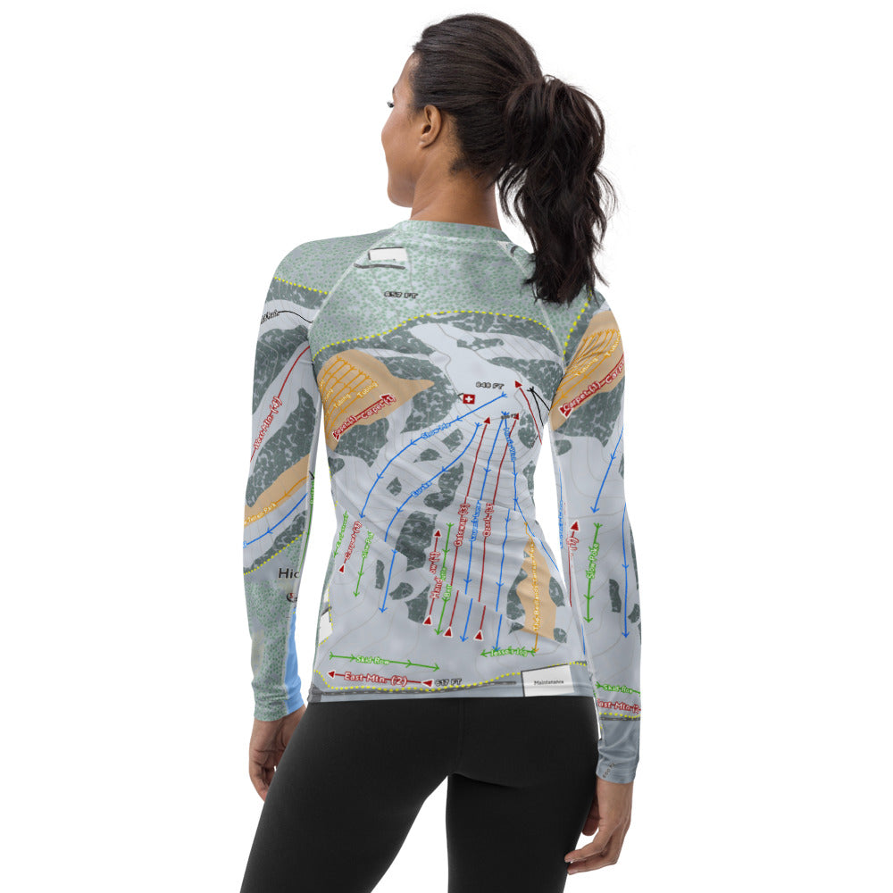 Hidden Valley, Pennsylvania Ski Trail Map Women&#39;s Base Layer Top - Powderaddicts