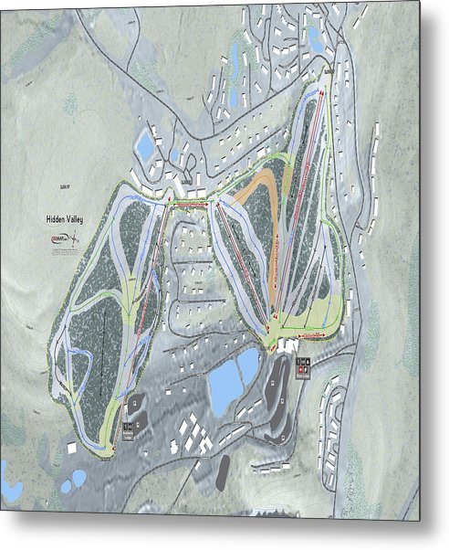 Hidden Valley Ski Trail Map - Metal Print - Powderaddicts