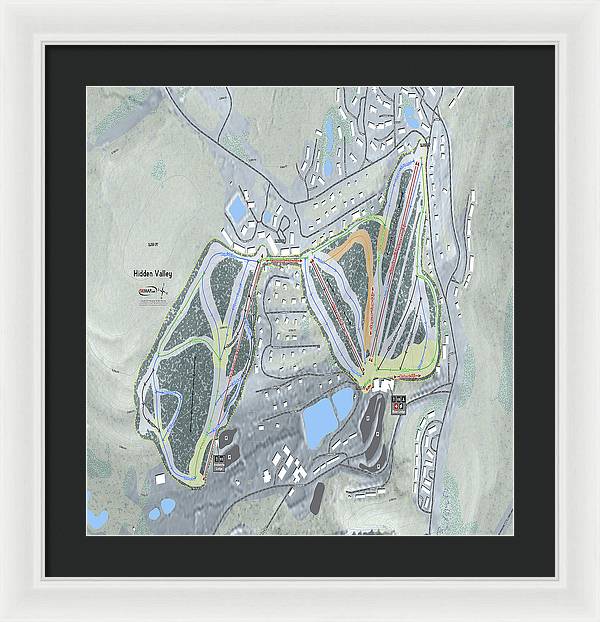 Hidden Valley Ski Trail Map - Framed Print - Powderaddicts
