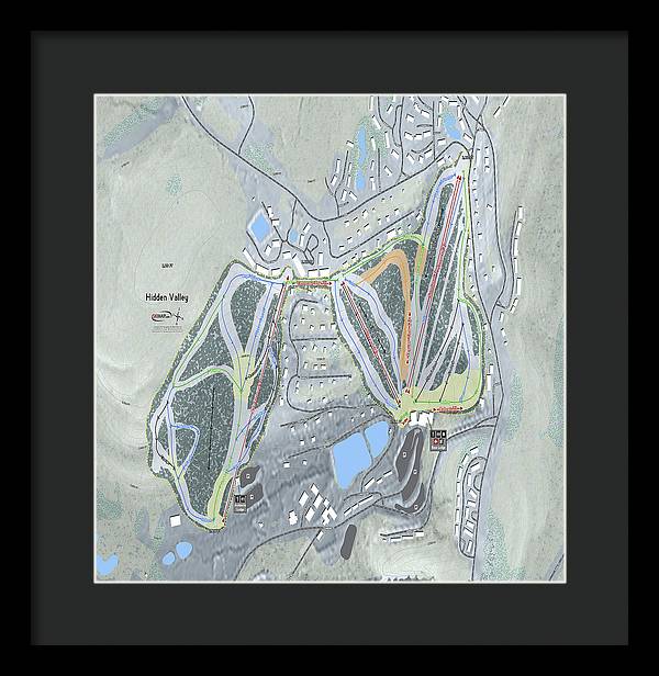 Hidden Valley Ski Trail Map - Framed Print - Powderaddicts