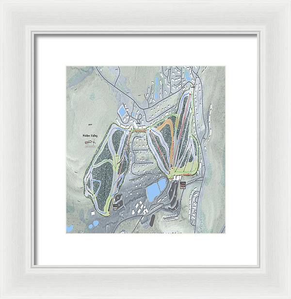 Hidden Valley Ski Trail Map - Framed Print - Powderaddicts