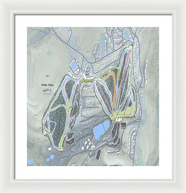 Hidden Valley Ski Trail Map - Framed Print - Powderaddicts