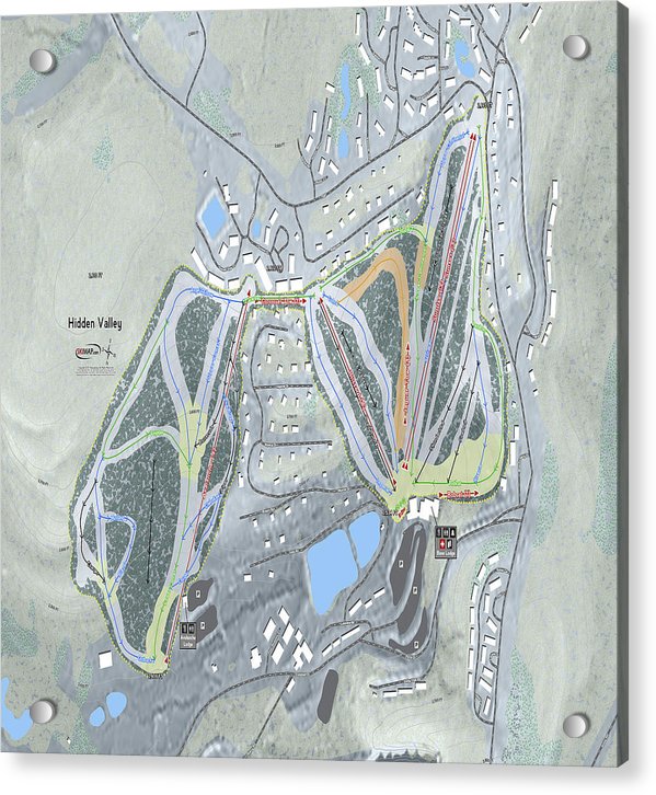Hidden Valley Ski Trail Map - Acrylic Print - Powderaddicts