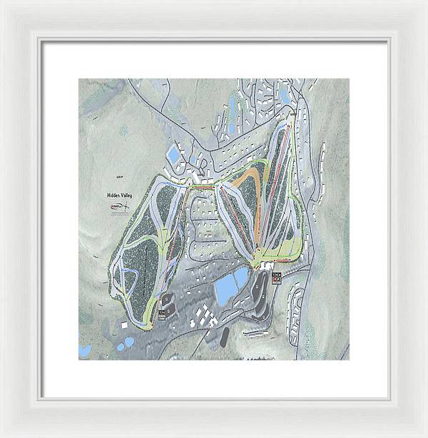 Hidden Valley Ski Trail Map - Framed Print - Powderaddicts