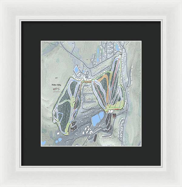 Hidden Valley Ski Trail Map - Framed Print - Powderaddicts