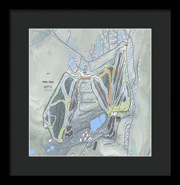 Hidden Valley Ski Trail Map - Framed Print - Powderaddicts