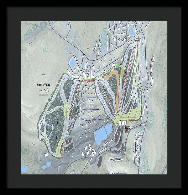 Hidden Valley Ski Trail Map - Framed Print - Powderaddicts