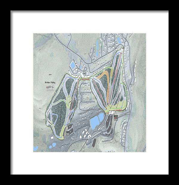 Hidden Valley Ski Trail Map - Framed Print - Powderaddicts