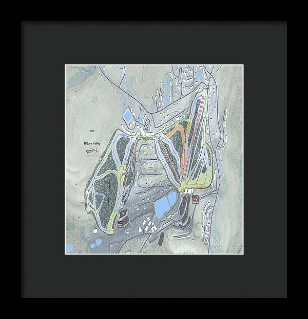 Hidden Valley Ski Trail Map - Framed Print - Powderaddicts