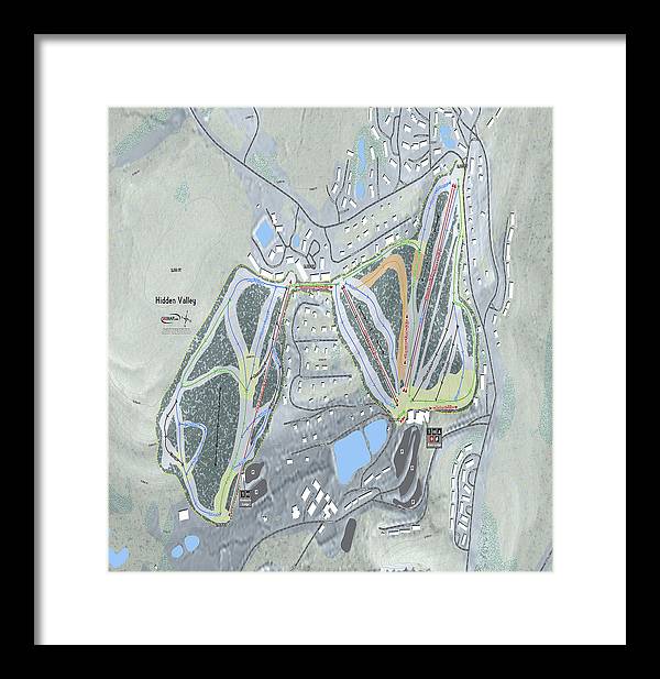Hidden Valley Ski Trail Map - Framed Print - Powderaddicts