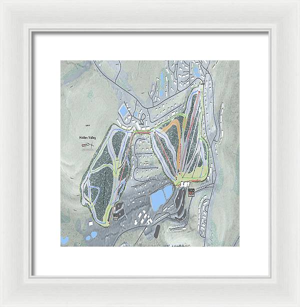 Hidden Valley Ski Trail Map - Framed Print - Powderaddicts