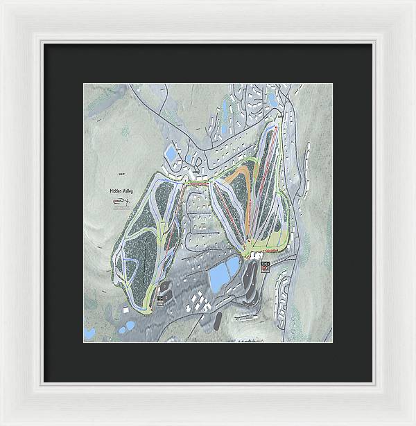 Hidden Valley Ski Trail Map - Framed Print - Powderaddicts