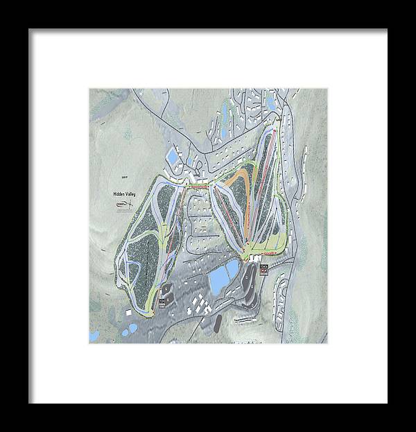 Hidden Valley Ski Trail Map - Framed Print - Powderaddicts