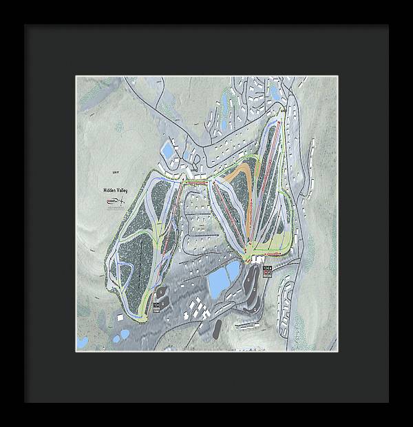 Hidden Valley Ski Trail Map - Framed Print - Powderaddicts